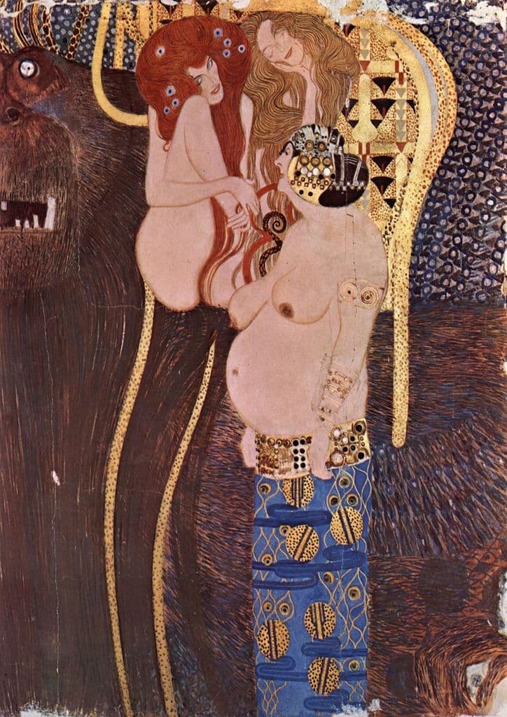 Klimt, Gustav: The Beethoven Frieze - The Longing for Happiness. Fine Art Print.  (00644)