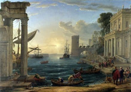 Lorrain, Claude: Seaport with the Embarkation of the Queen of Sheba. Fine Art Print.  (00599)
