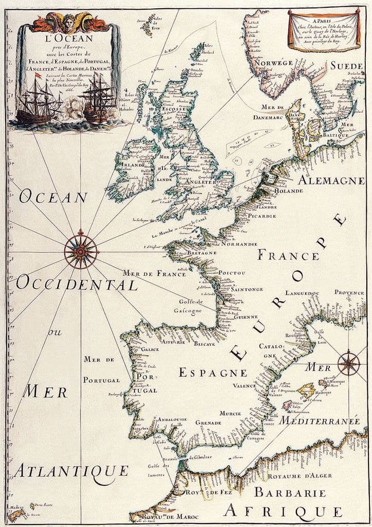 Merian, Matthaus: Map of Europe. Antique/Vintage 17th Century Map. Fine Art Print.  (003884)