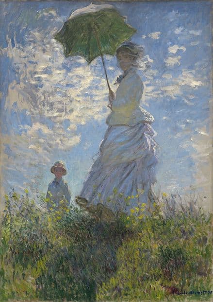Monet, Claude: Woman with a Parasol - Madame Monet and Her Son. Fine Art Print.  (003556)