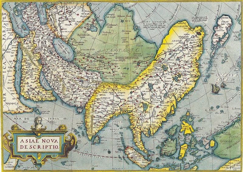 Ortelius, Abraham: Map of Asia. Antique/Vintage Map. Fine Art Print.  (003872)