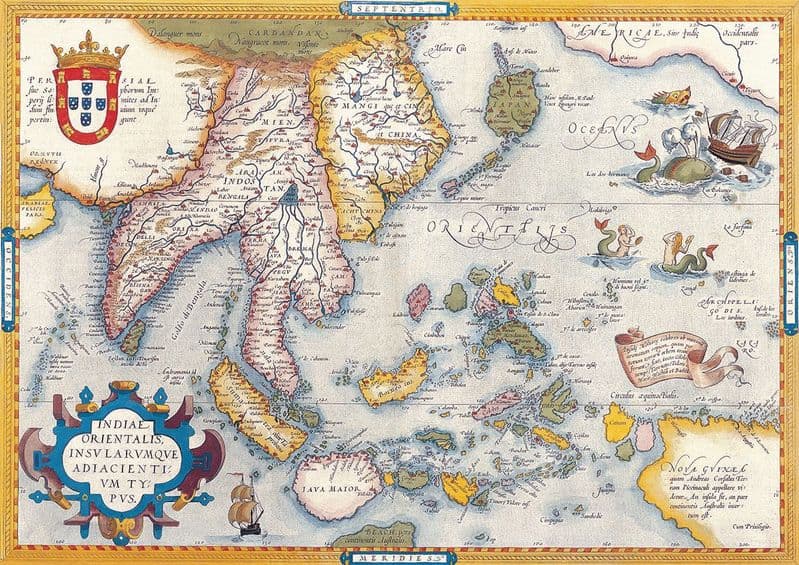 Ortelius, Abraham: Map of South East Asia. Antique/Vintage Map. Fine Art Print.  (003876)