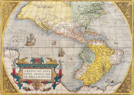Ortelius, Abraham: Map of the Americas. Antique/Vintage Map. Fine Art Print.  (003901)