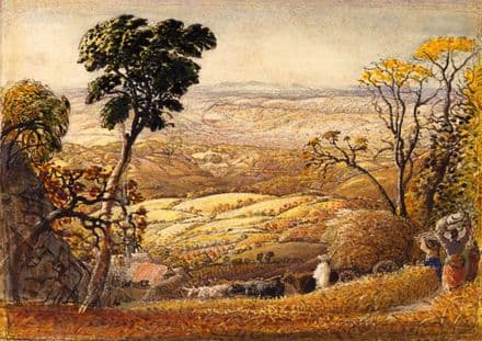 Palmer, Samuel: The Golden Valley. Landscape/Farming Fine Art Print.
