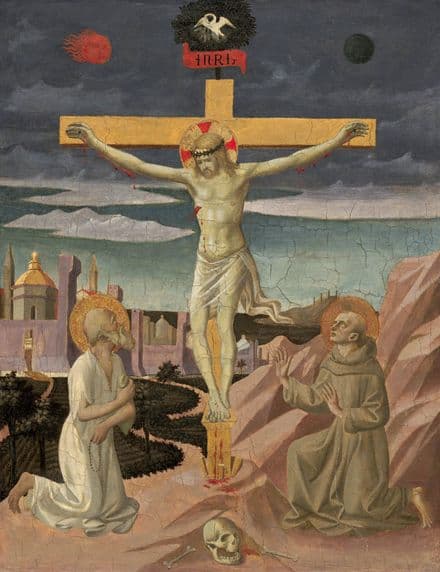 Pesellino, Francesco: The Crucifixion with Saint Jerome and Saint Francis. Fine Art Print (004177)