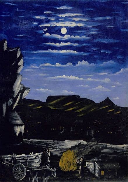 Pirosmani, Niko: Arsenali Mountain at Night. (Georgian Primitivist Painter/Artist)  (003019)
