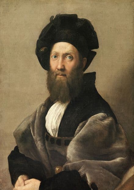 Raphael (Raffaello Sanzio of Urbino): Portrait of Baldassare Castiglione. Fine Art Print.  (001932)