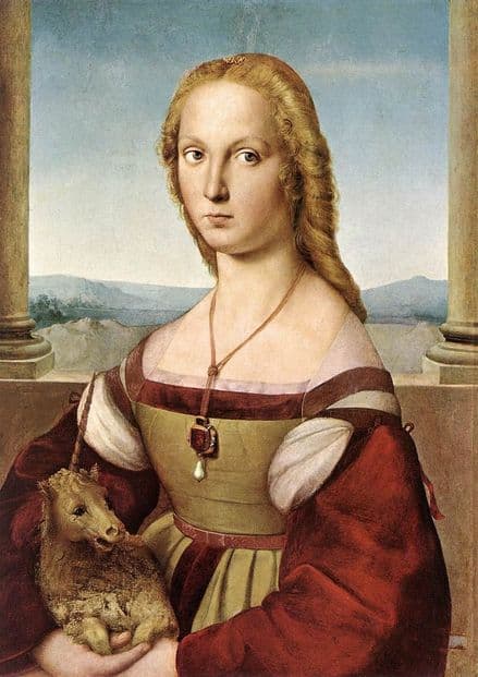 Raphael (Raffaello Sanzio of Urbino): Portrait of a Lady with a Unicorn. Fine Art Print.  (001292)