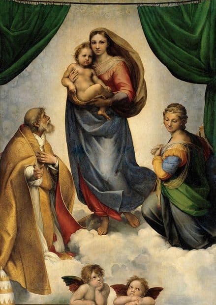 Raphael (Raffaello Sanzio of Urbino): The Sistine Madonna. Religious/Christian.  (001933)
