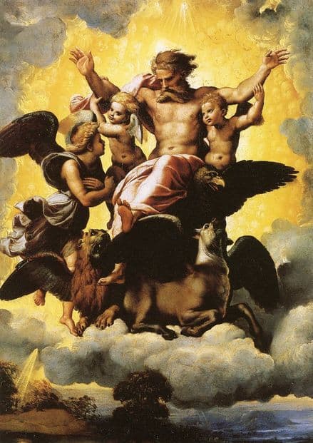Raphael (Raffaello Sanzio of Urbino): Vision of Ezekiel. Biblical/Religious Fine Art Print.  (0026)