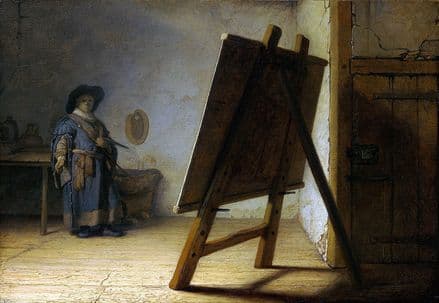 Rembrandt Harmensz van Rijn: The Artist in his Studio. Fine Art Print.  (00179)
