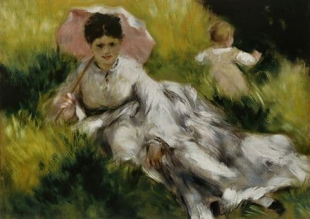 Renoir, Pierre Auguste: Woman with Umbrella and Child. Fine Art Print.  (004271)
