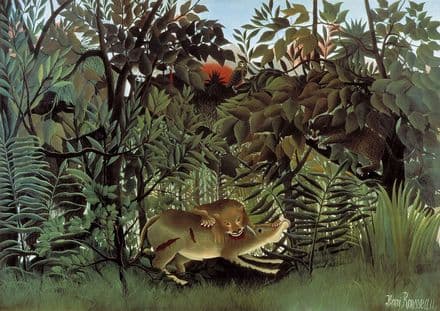 Rousseau, Henri: The Hungry Lion Throws Itself on the Antelope. Fine Art Print.  (001230)