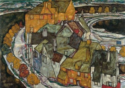 Schiele, Egon: Crescent of Houses II (Island Town). Fine Art Print.  (003672)