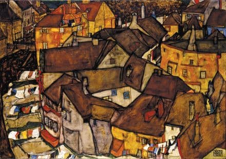 Schiele, Egon: Krumau - Crescent of Houses (The small City V). Fine Art Print.  (003678)