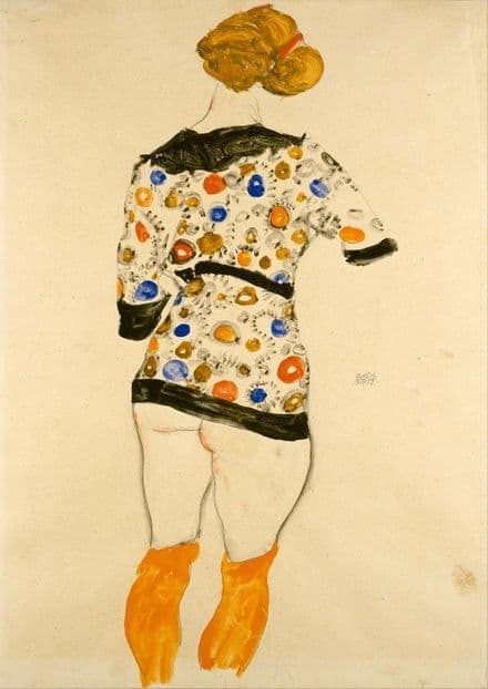 Schiele, Egon: Standing Woman in a Patterned Blouse. Fine Art Print.  (003727)