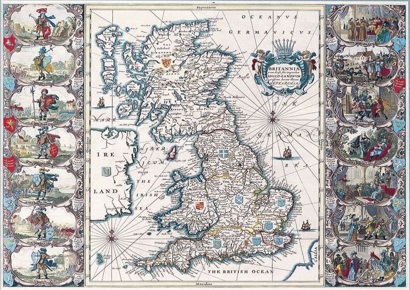 Speed, John: Map of the British Isles (Britannia). Antique/Vintage 17th Century Map.  (003883)