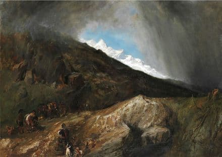 Stanfield, (William) Clarkson Frederick: Mountainous Landscape with a Hunter and Travellers.(3473)