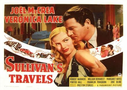 Sullivan's Travels, Veronica Lake, Joel Mccrea, 1941 Vintage Film/Movie Print.  (002831)