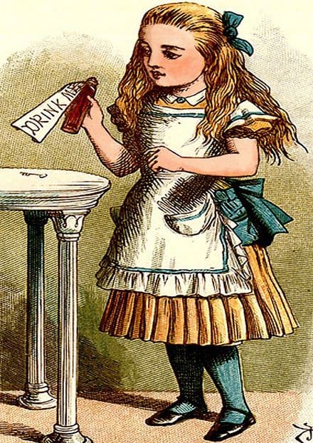 Tenniel, John: Drink Me - Alice in Wonderland Illustration. Fine Art Print.  (002267)