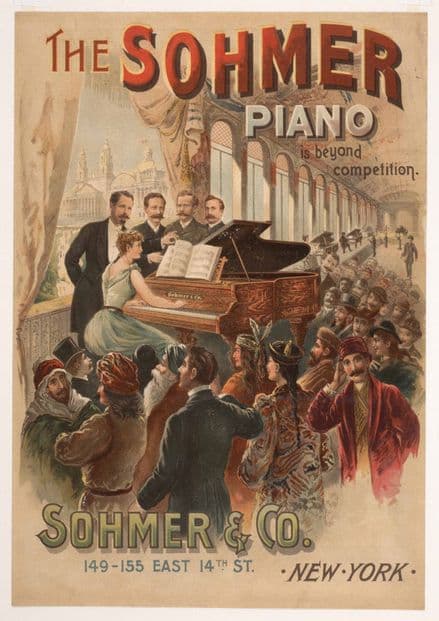The Sohmer Piano (Sohmer & Co. New York). Vintage Advertising Print.  (004039)