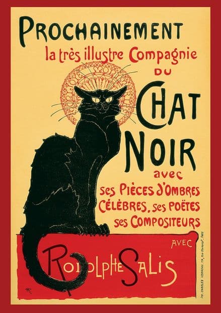 Theophile Alexandre Steinlen: Tour of Rodolphe Salis' Chat Noir. Vintage French Print.  (001679)