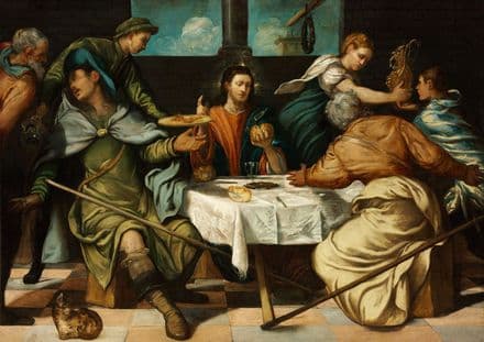 Tintoretto, Jacopo Robusti: The Supper at Emmaus. Religious/Biblical Fine Art Print.  (002000)