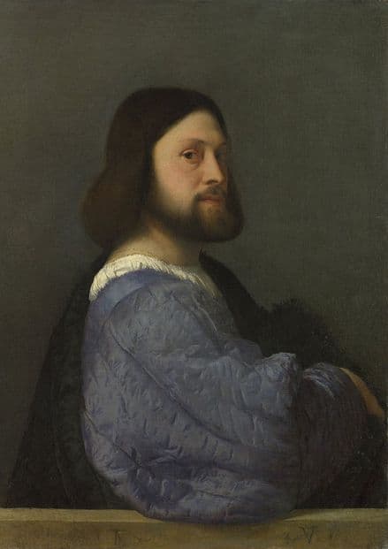 Titian (Tiziano Vecellio): Portrait of a Man with a Quilted Sleeve. Fine Art Print.  (001967)