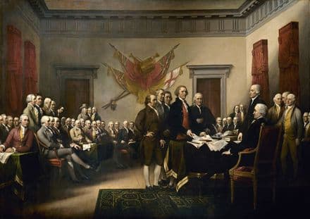 Trumbull, John: Signing the Declaration of Independence, 4th July 1776.Fine Art Print.  (00388)
