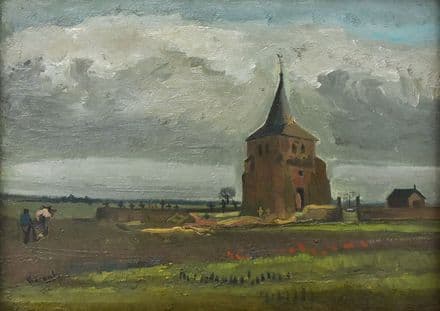 Van Gogh, Vincent: The Old Tower of Nuenen with a Ploughman. Fine Art Print.  (004197)