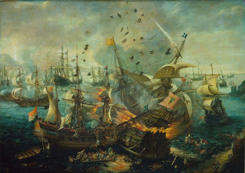 Van Wieringen, Cornelis Claes: The Explosion of the Spanish Flagship. (0044)