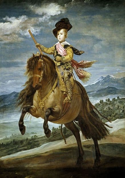 Velazquez, Diego: Prince Baltasar Carlos on Horseback. Fine Art Print.  (00592)