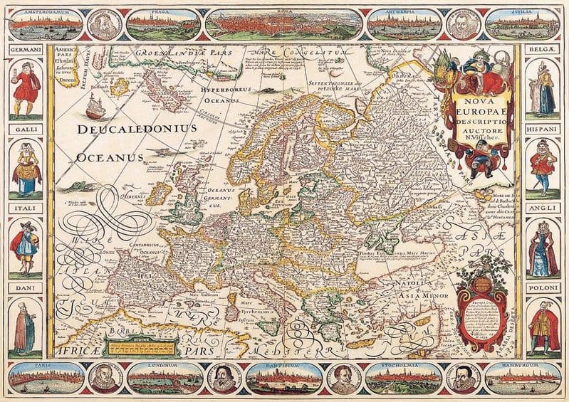 Visscher, Nicolas: Map of Europe. Antique/Vintage 17th Century Map. Fine Art Print.  (003898)