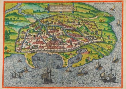 Alexandria Map 1588 as Depicted by Braun and Hogenberg. Print/Poster (5453)
