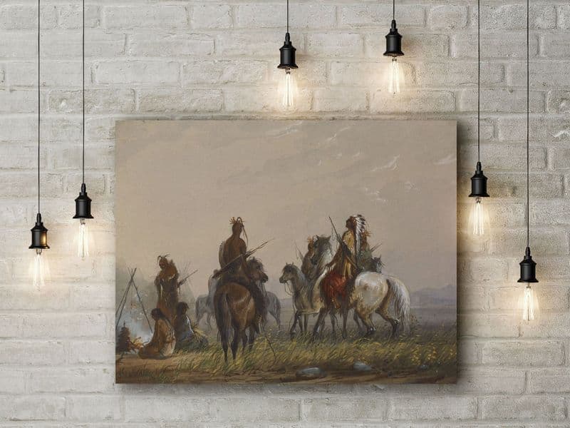 Alfred Jacob Miller: Expedition to Capture Wild Horses -Sioux. Fine Art Canvas.