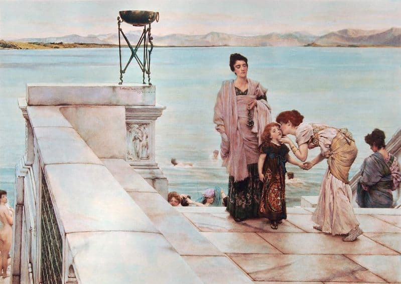 Alma-Tadema, Sir Lawrence: A Kiss. Fine Art Print/Poster. Sizes: A4/A3/A2/A1 (003802)