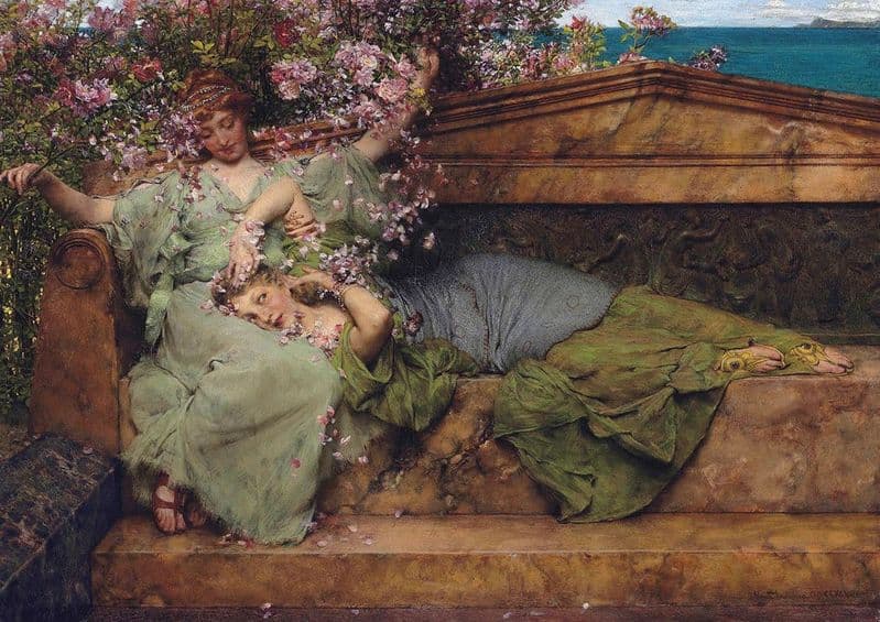 Alma-Tadema, Sir Lawrence: In a Rose Garden. Fine Art Print/Poster. Sizes: A4/A3/A2/A1 (003789)