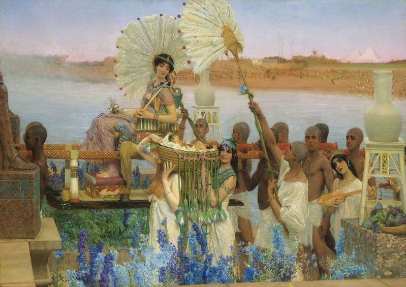 Alma-Tadema, Sir Lawrence: The Finding of Moses. Fine Art Print/Poster. Sizes: A4/A3/A2/A1 (003794)
