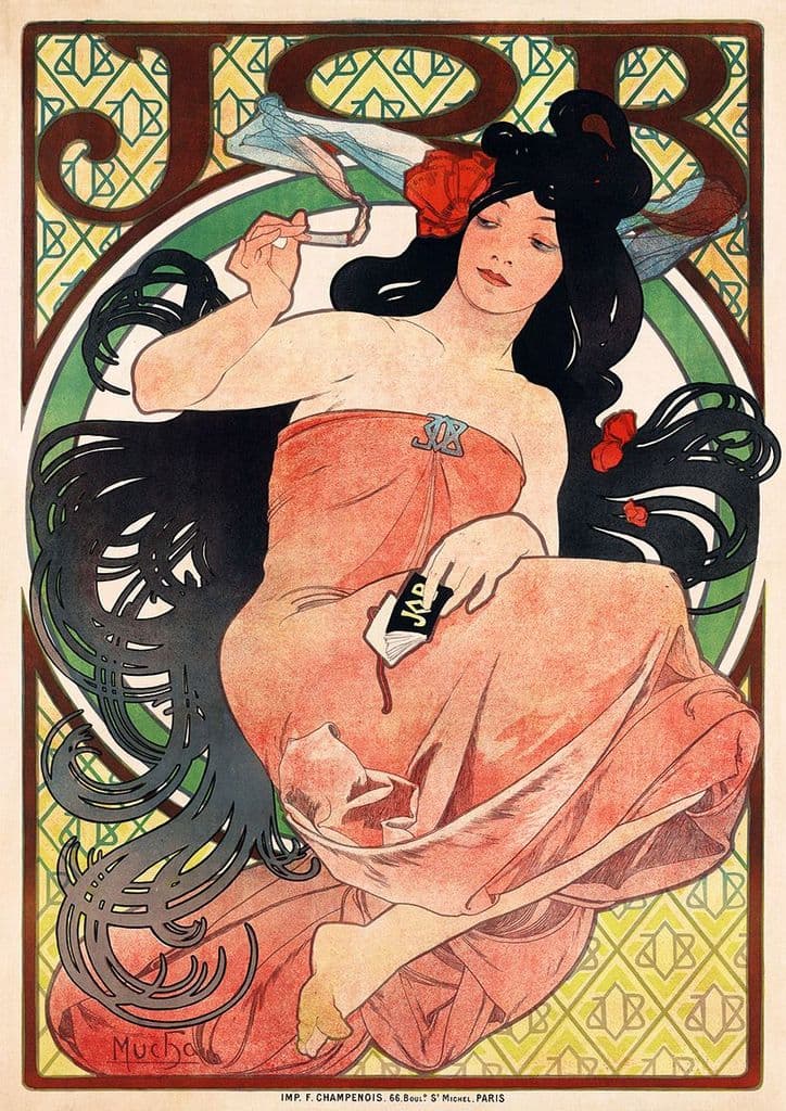 Art Nouveau Job Cigarette Rolling Papers Advertisement by Alfonse Mucha (1898) Print/Poster (4814)