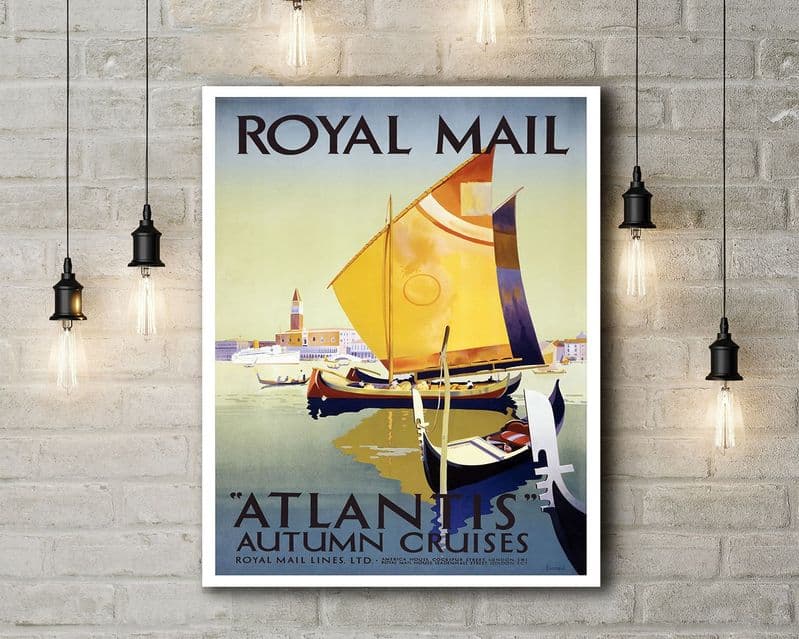 Atlantis Autumn Cruises Royal Mail Lines. Vintage Style Canvas.