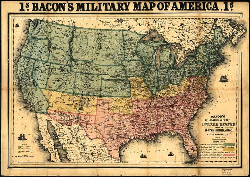 Bacon's Military Map of the United States Showing the Forts & Fortifications. Print/Poster (4852)