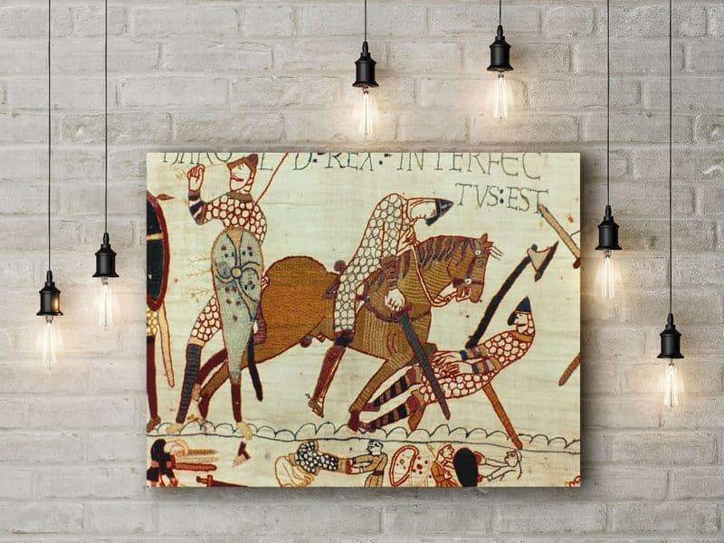 Bayeux Tapestry: Death of Harold. Historical Fine Art Canvas.