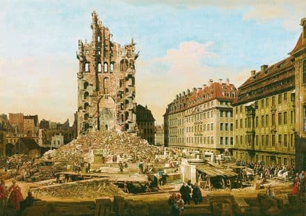Bellotto, Bernardo: The Ruins of the Old Kreuzkirche, Dresden. Fine Art Print/Poster (4346)