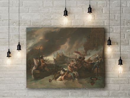Benjamin West: The Battle of La Hogue. Fine Art Canvas.