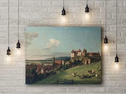 Bernardo Bellotto: View of Pirna from the Sonnenstein Castle. Fine Art Canvas.