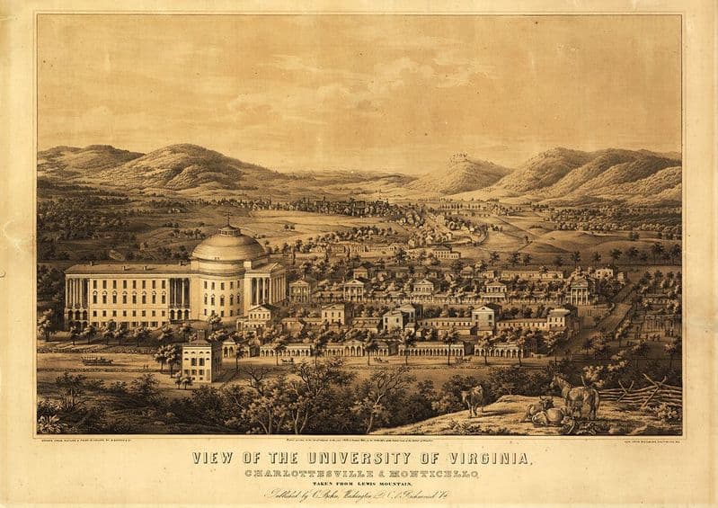 Birdseye View Map of the University of Virginia, Charlottesville & Monticello. Print/Poster (5224)