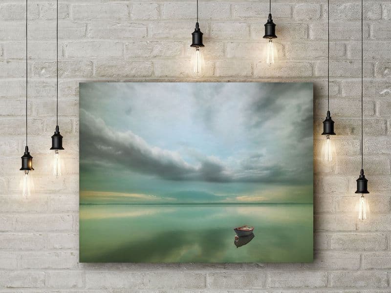 Boat... by Krzysztof Browko. Photographic Desolate Seascape Minimalism Art Canvas