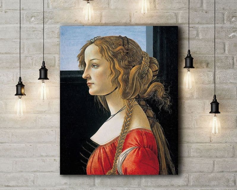 Botticelli: Portrait of a Young Womans. Fine Art Canvas.