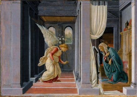 Botticelli, Sandro: The Annunciation. Fine Art Print/Poster. Sizes: A4/A3/A2/A1 (003534)