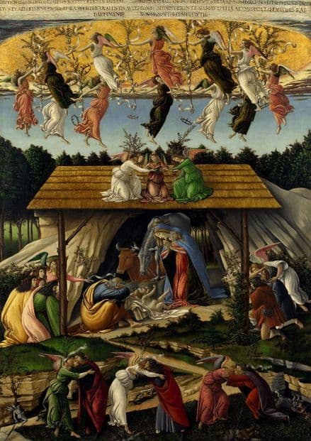 Botticelli, Sandro: The Mystical Nativity. Fine Art Print/Poster. Sizes: A4/A3/A2/A1 (001879)